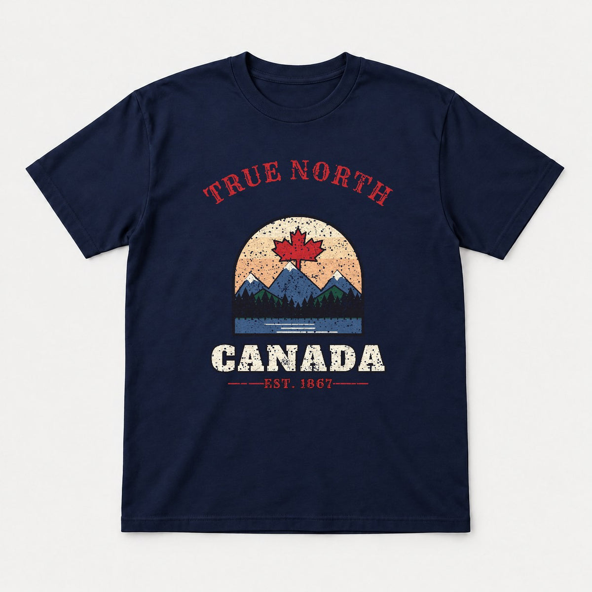 True North Canada Shirt – Vintage Maple Leaf Mountain Tee - Tshirt Navy Front