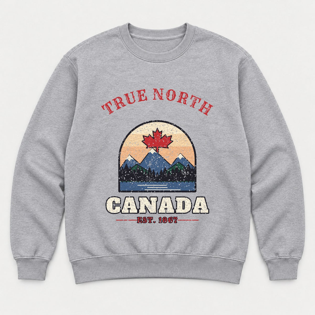 True North Canada Shirt – Vintage Maple Leaf Mountain Tee - Sweatshirt Sport Grey Front