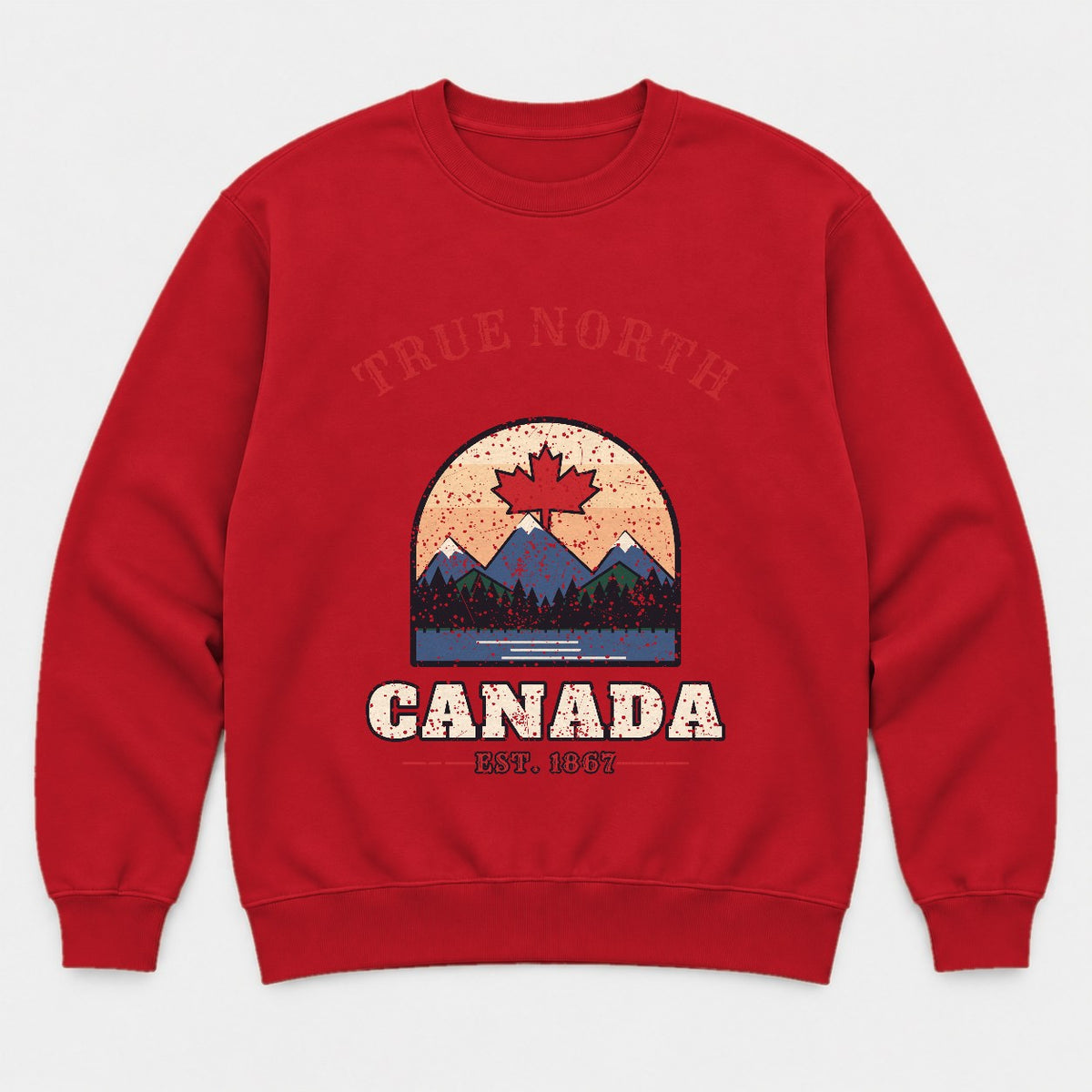 True North Canada Shirt – Vintage Maple Leaf Mountain Tee - Sweatshirt Red Front