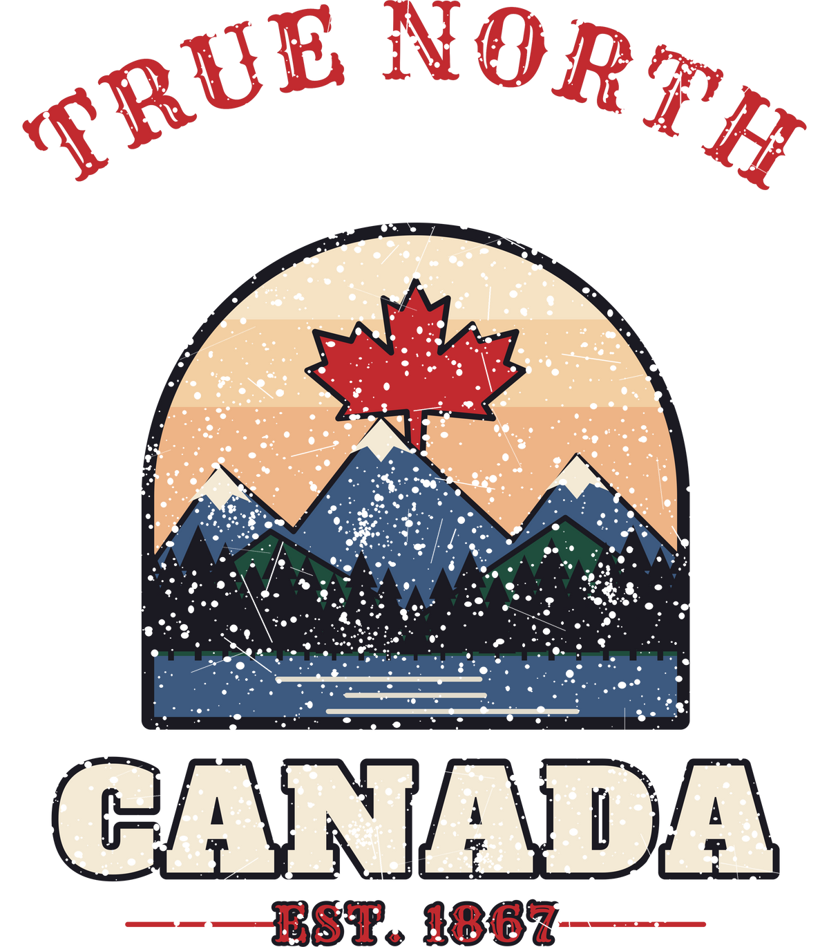 True North Canada Shirt – Vintage Maple Leaf Mountain Tee - print file Front