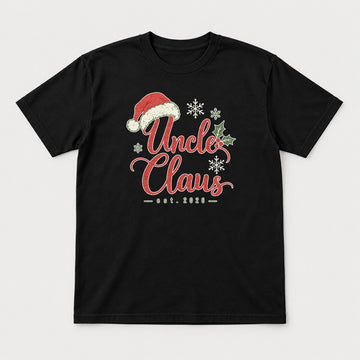 Uncle Claus Santa Hat Christmas Graphic T-Shirt & Sweatshirt - Tshirt Black Front