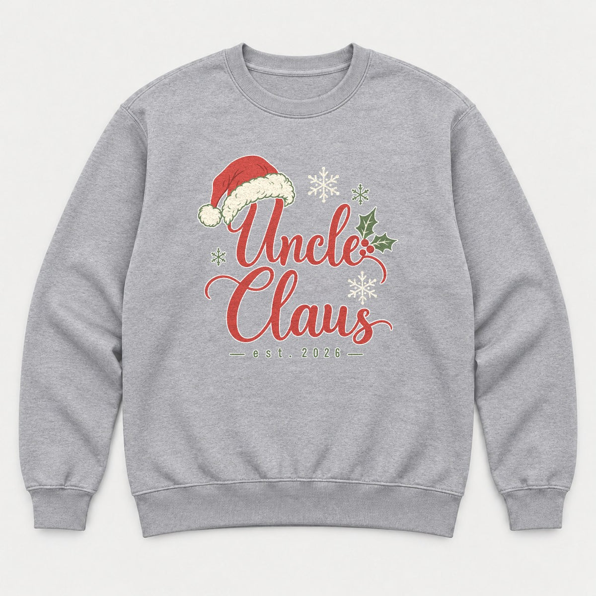 Uncle Claus Santa Hat Christmas Graphic T-Shirt & Sweatshirt - Sweatshirt Sport Grey Front