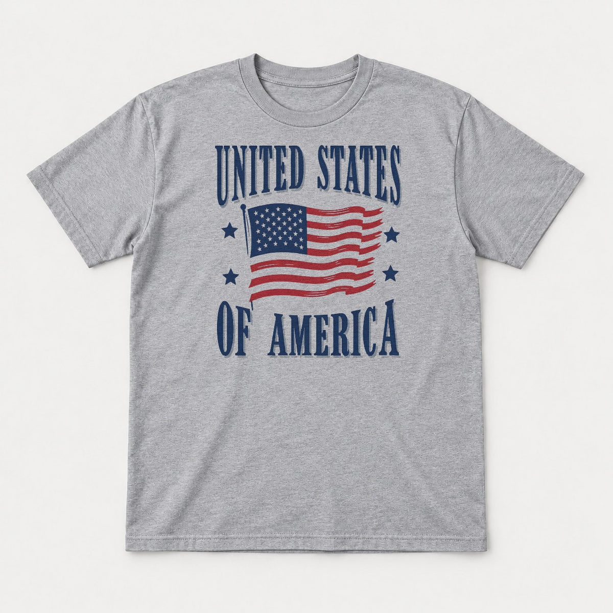 United States of America Waving American Flag Patriotic Graphic T-Shirt & Sweatshirt - Tshirt Sport Grey Front