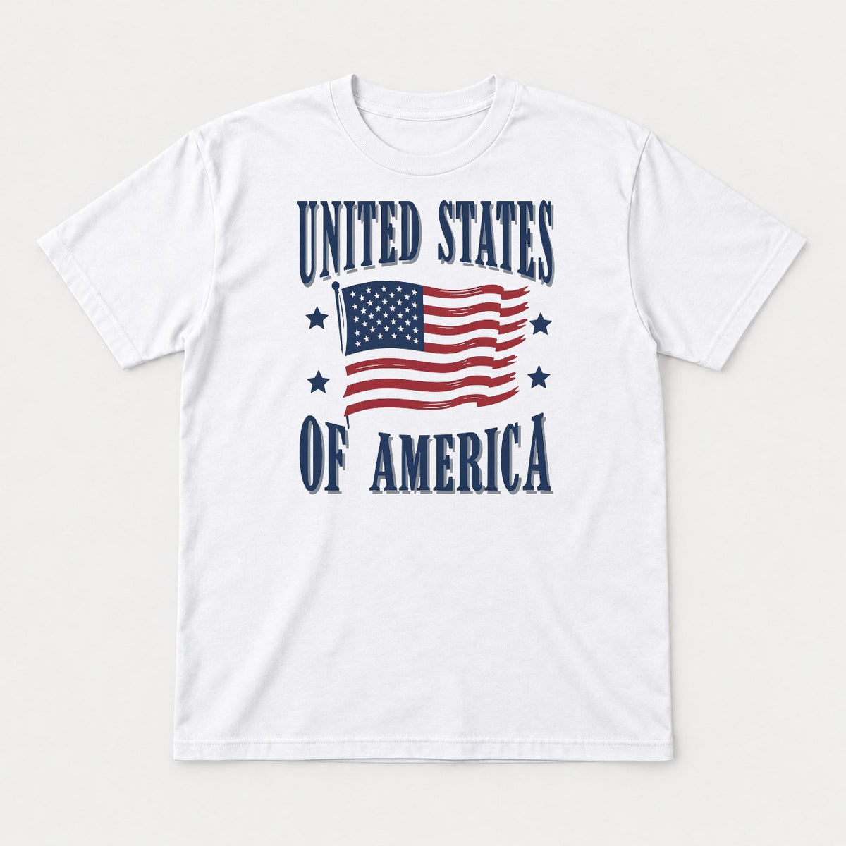 United States of America Waving American Flag Patriotic Graphic T-Shirt & Sweatshirt - Tshirt White Front