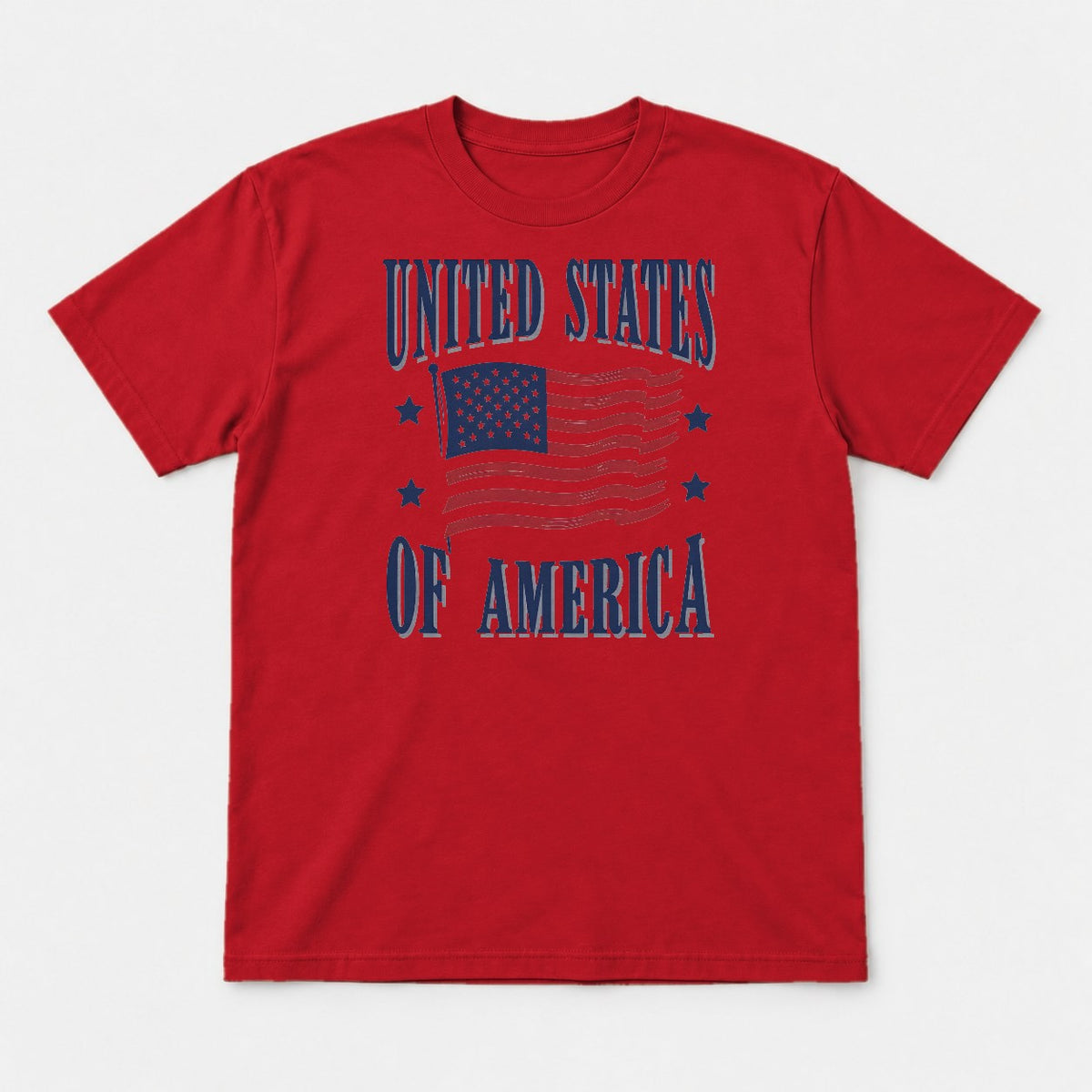 United States of America Waving American Flag Patriotic Graphic T-Shirt & Sweatshirt - Tshirt Red Front