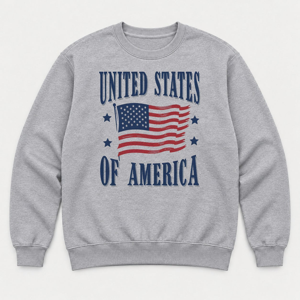United States of America Waving American Flag Patriotic Graphic T-Shirt & Sweatshirt - Sweatshirt Sport Grey Front