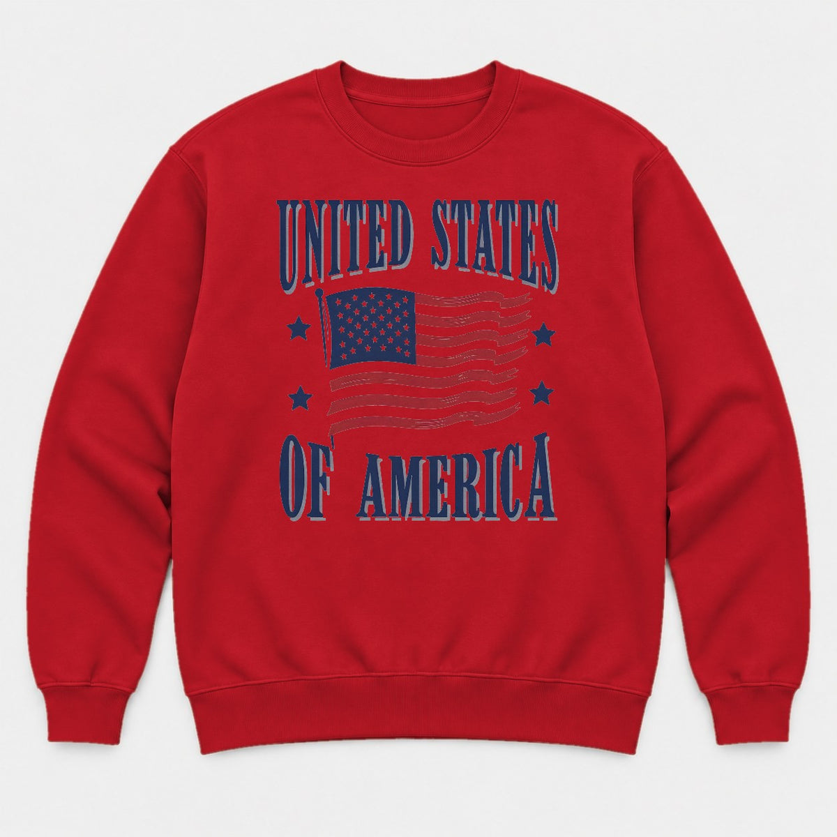 United States of America Waving American Flag Patriotic Graphic T-Shirt & Sweatshirt - Sweatshirt Red Front