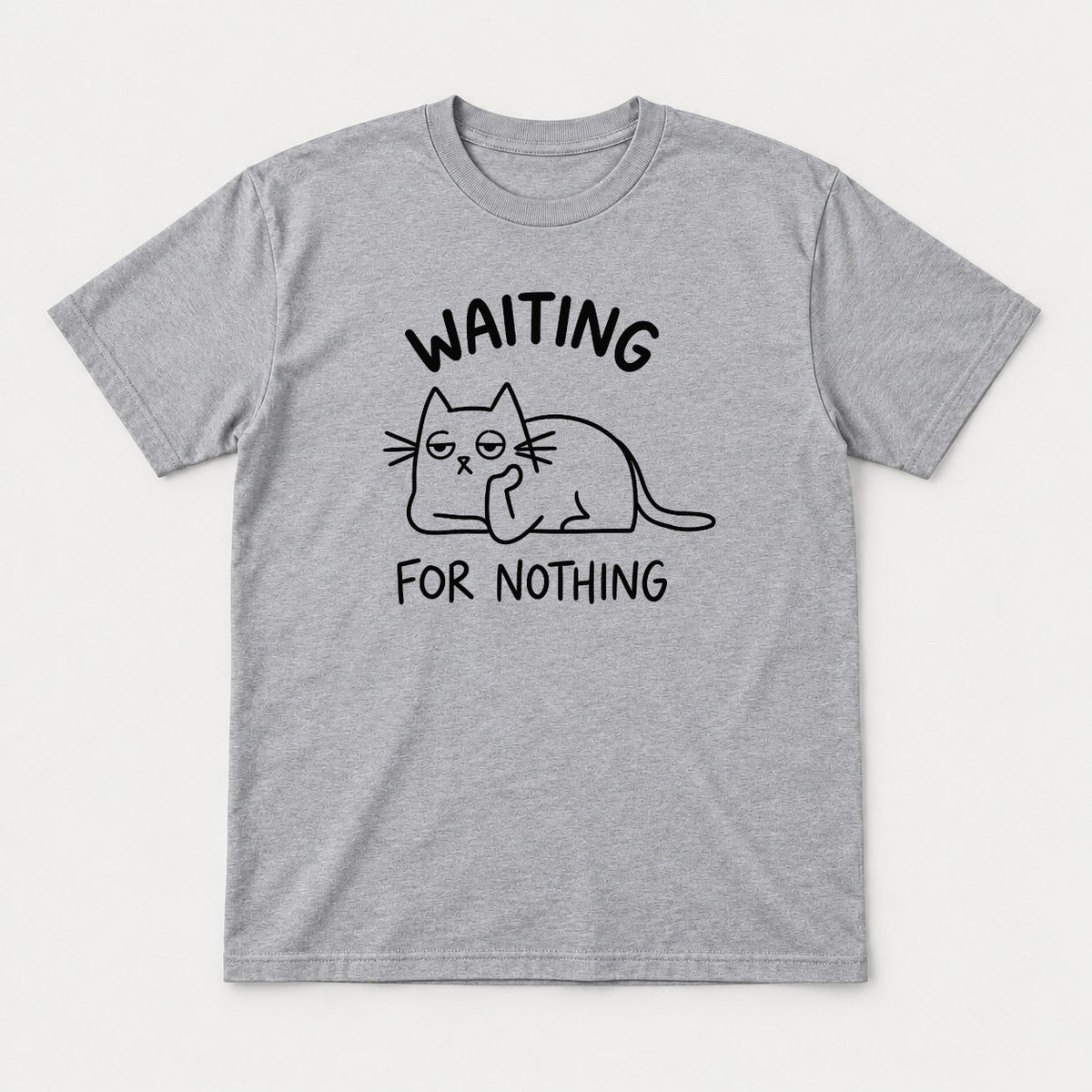 Waiting For Nothing Grumpy Cat Graphic T-Shirt & Sweatshirt - Tshirt Sport Grey Front