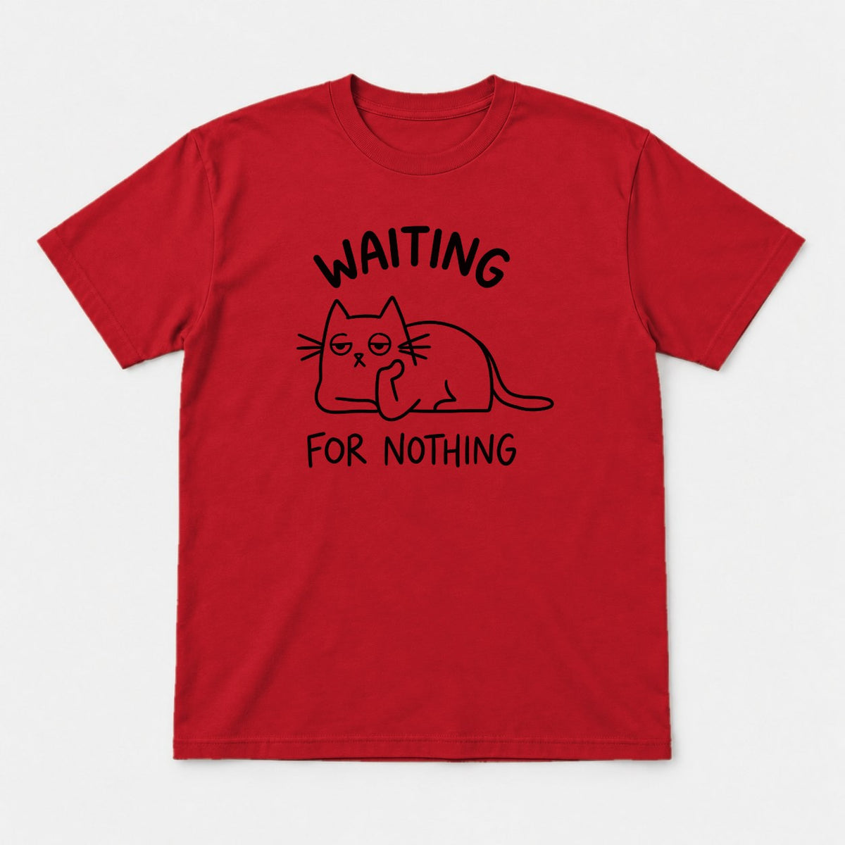 Waiting For Nothing Grumpy Cat Graphic T-Shirt & Sweatshirt - Tshirt Red Front